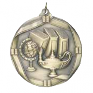 Lamp of Knowledge 2-1/4" Die Cast Medal